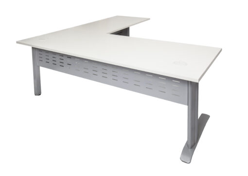 Rapid Span Corner Workstations - 1800 x 1800 width (1100 x 600mm D return) - Silver frame and white top