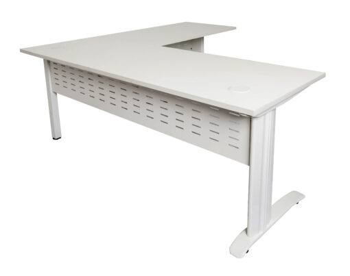 Rapid Span Corner Workstations - 1800 x 1800 width (1100 x 600mm D return) - white frame and white top