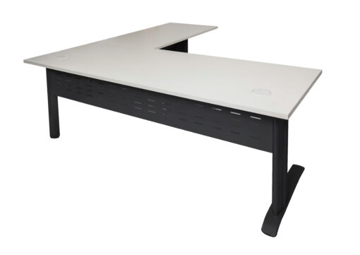 Rapid Span Corner Workstations - 1800 x 1800 width (1100 x 600mm D return) - black frame and white top