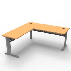 Rapid Span Corner Workstations - 1800 x 1800 width (1100 x 600mm D return) - silver frame and oak top