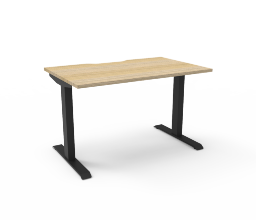 Boost Static single Workstation - 1200 width - Natural oak top and black frame