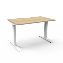 Boost Static single Workstation - 1200 width - Natural oak top and white frame