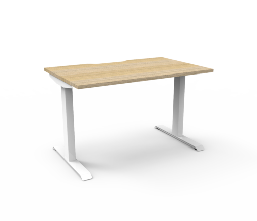 Boost Static single Workstation - 1200 width - Natural oak top and white frame