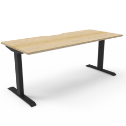 Boost Static single Workstation - 1500 width - Natural oak top and black frame