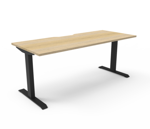 Boost Static single Workstation - 1500 width - Natural oak top and black frame