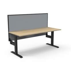 Boost Static single Workstation with privacy screen - 1200 width - Natural oak top and black frame