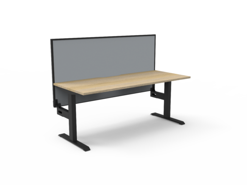 Boost Static single Workstation with privacy screen - 1200 width - Natural oak top and black frame