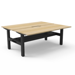 Boost Static Back to Back Workstation with cable tray - 1200 width - Natural oak top and black frame
