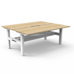 Boost Static Back to Back Workstation with cable tray - 1200 width - Natural oak top and white frame
