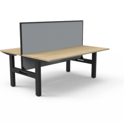 Boost Static Back to Back Workstation with privacy screen - 1200 width - Natural oak top and black frame