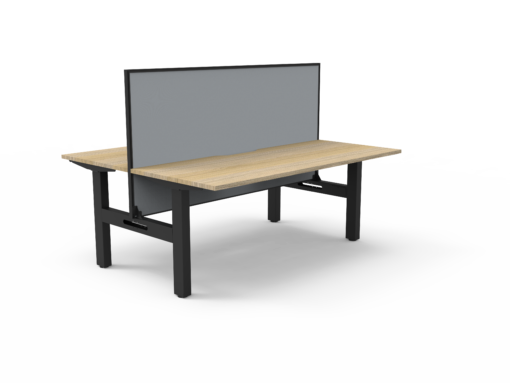 Boost Static Back to Back Workstation with privacy screen - 1500 width - Natural oak top and black frame