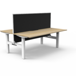 Boost Static Back to Back Workstation with privacy screen - 1500 width - Natural oak top and white frame