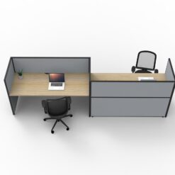 Shush30+ Screen Hung Side to Side 'S' Configuration - Natural oak top and grey fabric 1200H