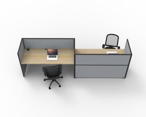 Shush30+ Screen Hung Side to Side 'S' Configuration - Natural oak top and grey fabric 1200H