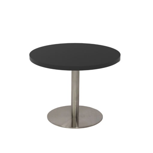 Round Disc Base Coffee Table - Black top and stainless steel frame