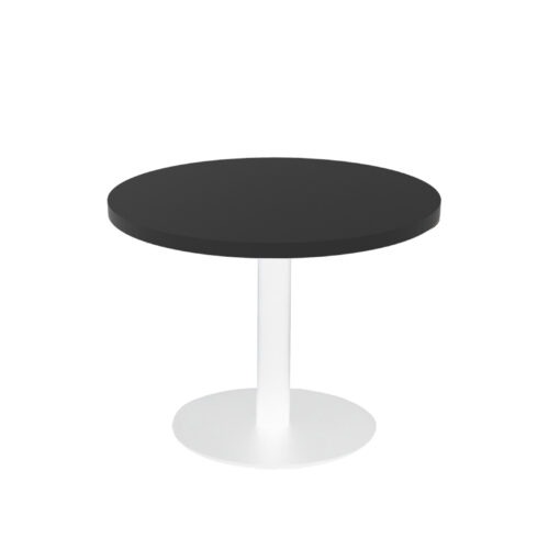 Round Disc Base Coffee Table - Black top and white frame