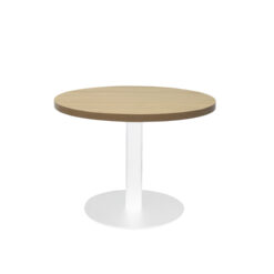 Circular Base Coffee Table - Natural oak top and white frame