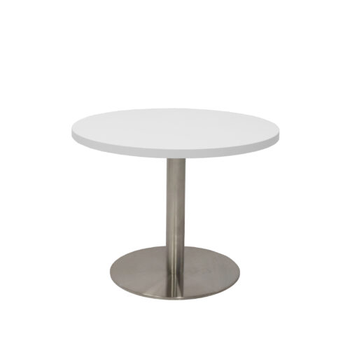Circular Base Coffee Table - White top and stainless steel frame