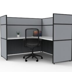 Shush30+ Corner Single Cubicle - Screen Hung - White top and Grey screen 1500