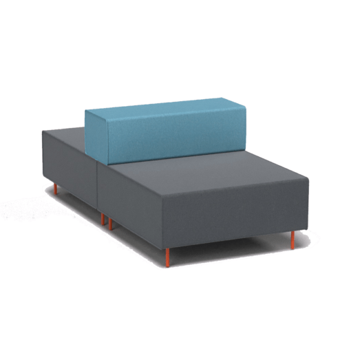 Flexi Modular Lounge single back to back - charcoal ash seats and light blue back