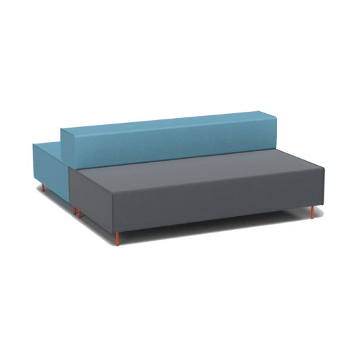 Flexi Modular Lounge triple back to back - charcoal seat and blue seat and back rest