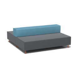 Flexi Modular Lounge triple back to back - charcoal seats and blue backrest