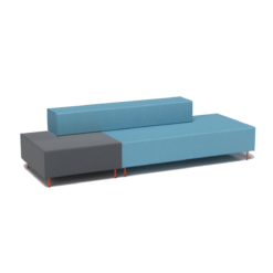 Flexi Modular Lounge Stretch - triple seat and back rest blue and single seat charcoal