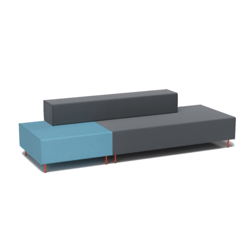Flexi Modular Lounge Stretch - triple seat and back rest charcoal and single seat blue