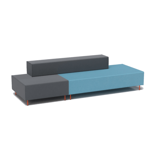 Flexi Modular Lounge Stretch - triple seat blue and single seat and backrest charcoal