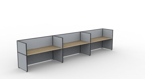 Shush30+ Screen Hung 3 Person Side to Side - Natural oak top and grey fabric 1200H