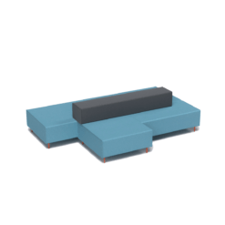Flexi Modular Lounge Island - All seats and return blue and backrest charcoal