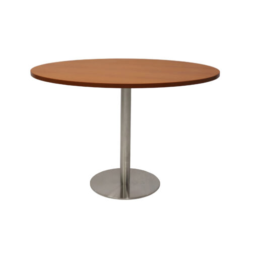 Round Flat Disc Base Table - 1200mm - Cherry top and stainless steel frame