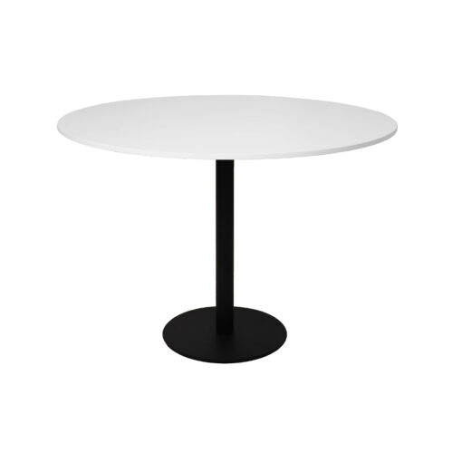 Round Flat Disc Base Table - 1200mm - White top and black frame