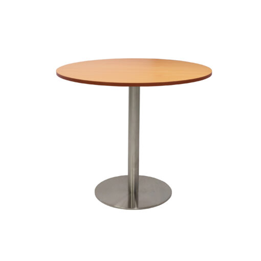 Round Flat Disc Base Table - 900mm - Beech with stainless steel frame