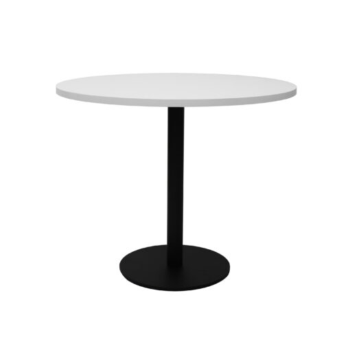 Round Flat Disc Base Table - 900mm - White top and black frame