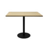 Square Flat Disc Base Table - 900x900 - Natural oak top and black frame