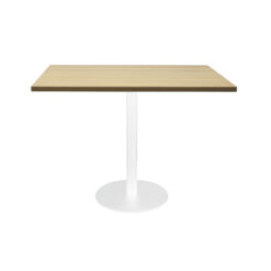 Square Flat Disc Base Table - 900mmx900mm - Natural oak top with white frame