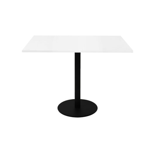 Square Flat Disc Base Table - 900mmx900mm - White top with black frame