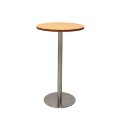 Disc Base Bar Table - Beech top and stainless steel frame