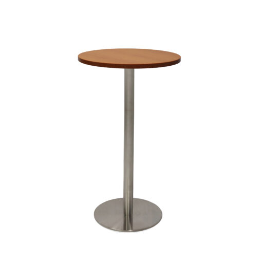 Disc Base Bar Table - Cherry top and stainless steel frame