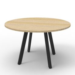 Eternity Round Table - 1200mm - Natural oak top and black frame