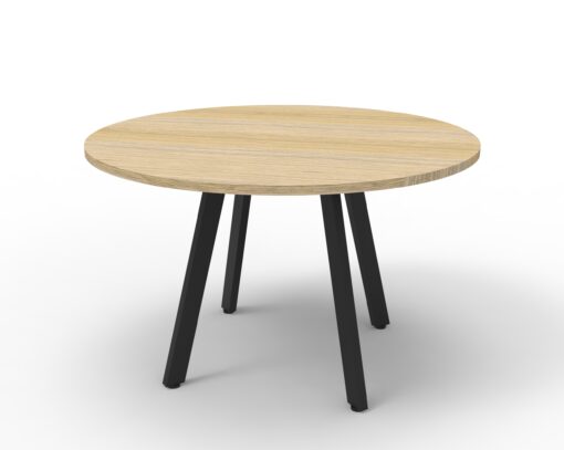 Eternity Round Table - 1200mm - Natural oak top and black frame