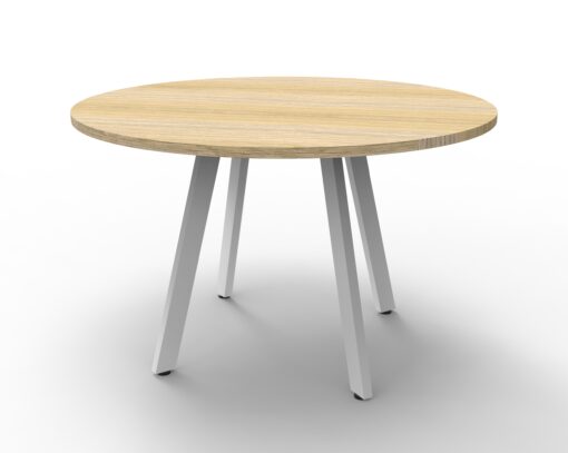 Eternity Round Table - 1200mm - Natural oak top and white frame