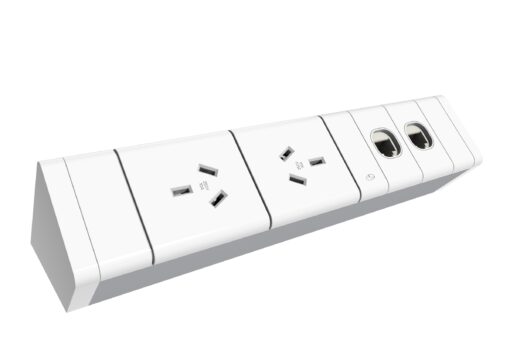 Athen Power Rail - 2 x GPO + 2 x data provision - White