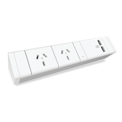 Athen Power Rail - 2 x GPO + 2 x USB A - White
