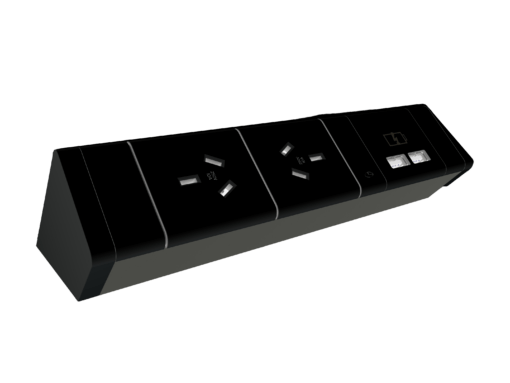 Athen Power Rail - 2 x GPO + 2 x USB A - Black
