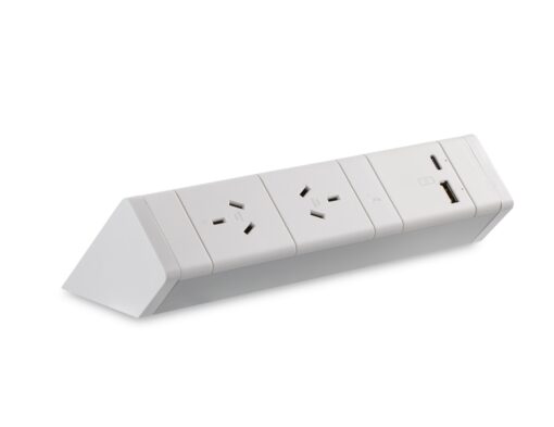 Athena Power Rail - 2 x GPO + 1 x USB A + 1 x USB C - White