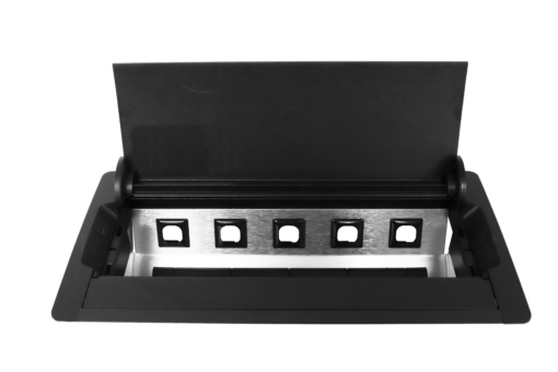 Boardroom Table Box - 4 x GPO + 5 x Data - Black