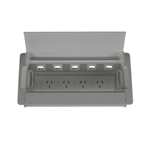 Boardroom Table Box - 4 x GPO + 5 x Data - Silver