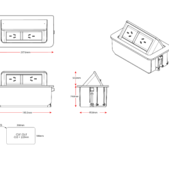 Line Drawings - Pop Up Power 2 x GPO